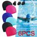 6 Silicone Swimming Cap Waterproof Unisex No-Slip Swimming Hat for Adults Woman and Men One Size Hat