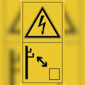 Ausreichenden Abstand zu elektrischen ..., Folie, 50x96 mm, 10 Stück/Bogen Image