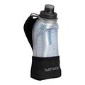 Nathan Running Handheld Quick Squeeze. No-Grip Adjustable Hand Strap. 12oz / 18oz / Insulated. Reflective Hydration Water Bottle. (12oz Insulated, Black)