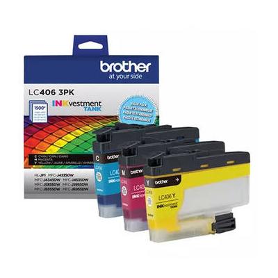 Brother Genuine LC406 INKvestment Tank Standard Yield Color Ink Cartridge Set (Cyan LC4063PKS