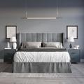 Velvet Wingback Tufted Upholstered Platform Storage Bed, Queen in Light Grey - CasePiece USA C8362QPLS-LGY-VV