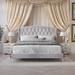 Velvet Diamond Button Tufted Upholstered Platform Bed, Full in Silver Grey - CasePiece USA C8371FPL-SGY-VV