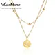 Lucktune – Collier pendentif Soleil avec rond Perles en acier inoxydable Collier de chaîne pour