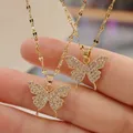 Collier papillon brillant pour dames pendentif en cristal doré exquis collier JONecklace cadeau