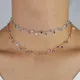 Collier ras du cou en pierre colorée pour femme chaîne de station goutte CZ couleur argent or