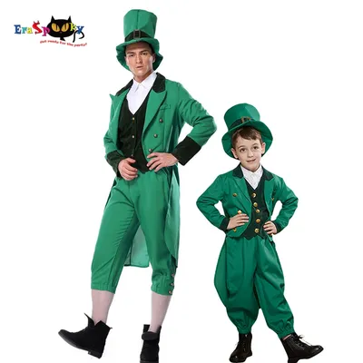 Eraspooky-Costume de carnaval pour adultes et enfants Everver vert Ireland Saint kk Leprechaun