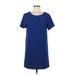 Bobeau Casual Dress - Shift Scoop Neck Short sleeves: Blue Print Dresses - Women's Size Small