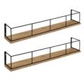 Kate and Laurel Benbrook 24 inch 2-Pack Wood and Metal Floating Wall Shelves Rustic Brown and Black