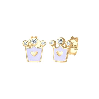 Elli Kinder Herz Krone 925 Silber, mit Kristallen von Swarovski® goldfarben Damen Image