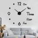 DIY Frameless Modern Large Wall Clock 3D Mirror Sticker Metal Big Wall Clock Home Office Decorations (Black)