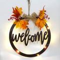 Welcome Sign for front Door Welcome Door Sign with Light Strings Farmhouse Hanging Hollow Welcome Sign for Wreath Front Porch Door Hanging Sign Home Decoration