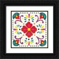 Marshall Laura 15x15 Black Ornate Wood Framed with Double Matting Museum Art Print Titled - Floral Fiesta White Tile XII