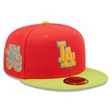 Men's New Era Red/Neon Green Los Angeles Dodgers 1978 World Series Lava Highlighter Combo 59FIFTY Fitted Hat