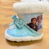 Disney Shoes | Disney Frozen Toddler Girls Blue Sequin Elsa Boot Slippers House Shoes | Color: Blue | Size: 5.5bb