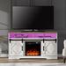 Gracie Oaks Pono TV Stand for TVs up to 65" w/ Electric Fireplace Included Wood in White | 32 H x 59.05 W x 15.55 D in | Wayfair