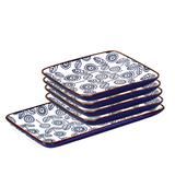 Bungalow Rose Indigo Blue 5 Pc Platter Serving Set ( 1 - 9" Platter/4 - 5" Platter) Porcelain China/All in Blue/White | Wayfair
