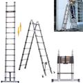 5M Telescopic Ladder Folding Extendable Extension Ladder 2.5m+2.5m A-Frame DIY Multi Purpose Ladder Lightweight Portable Telescopic Extendable ladders Loft Ladders Collapsible Ladder 330lb Capacity