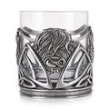 AE Williams Stunning Pewter Scottish Highland Cow Coo & Scottish Thistle Whisky Tumbler Glass