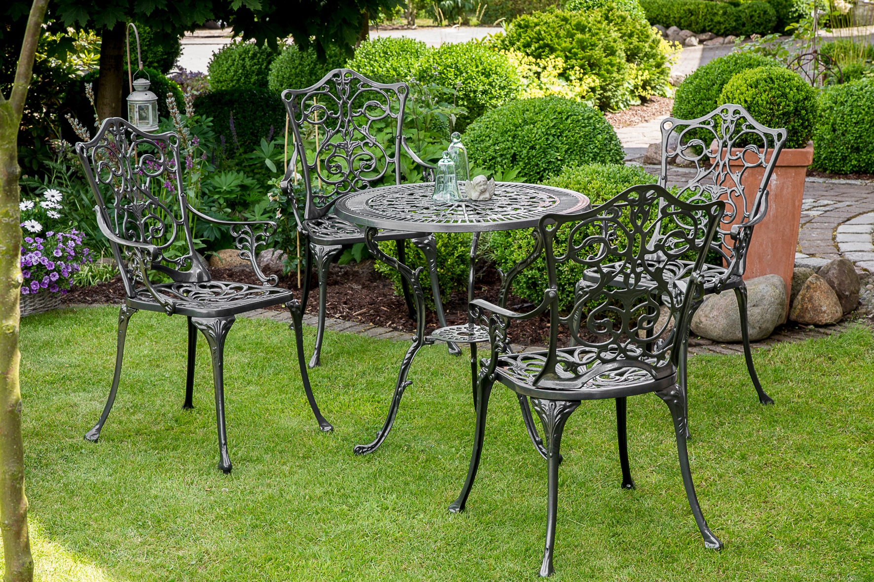 Garten-Essgruppe MERXX "Lugano", schwarz (schwarz,), Sitzmöbel-Sets Image