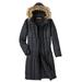 Blair Women's Haband Women's Long Quilted Puffer Jacket with Faux Fur Hood - Black - L - Misses