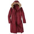 Blair Women's Haband Women's Long Quilted Puffer Jacket with Faux Fur Hood - Red - XL - Womens