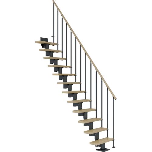 „DOLLE Mittelholmtreppe „“Dublin““ Treppen AhornMetall Gr. gerade, grau (anthrazit) Treppen“