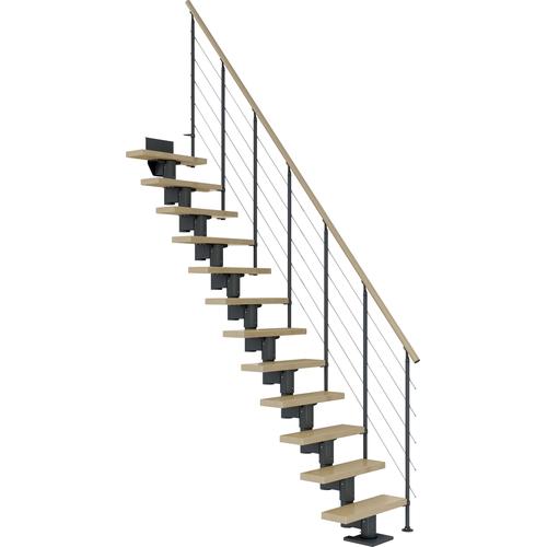 „DOLLE Mittelholmtreppe „“Dublin““ Treppen AhornMetall Gr. gerade, grau (anthrazit) Treppen“