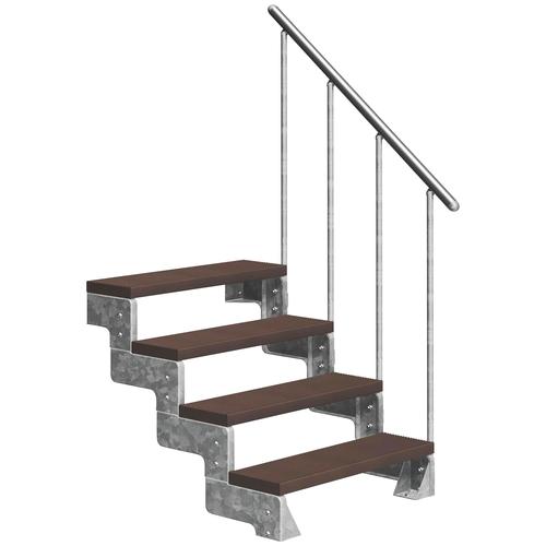 „DOLLE Außentreppe „“Gardentop““ Treppen TRIMAX-Stufen 80 cm Gr. gerade, braun (braun, silberfarben) Treppen“