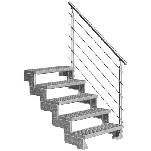 „DOLLE Außentreppe „“Gardentop““ Treppen Gitterroststufen 100 cm Gr. gerade, grau (grau, silberfarben) Treppen“