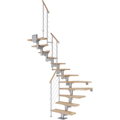 „DOLLE Mittelholmtreppe „“Cork““ Treppen BucheMetall Gr. 1/2 gewendelt, grau (perlgrau) Treppen“