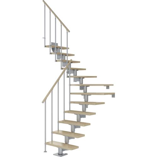 „DOLLE Mittelholmtreppe „“Cork““ Treppen AhornMetall Gr. 1/4 gewendelt, grau (perlgrau) Treppen“