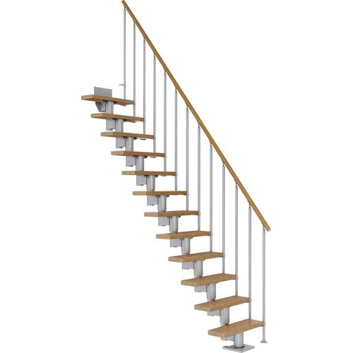„DOLLE Mittelholmtreppe „“Dublin““ Treppen EicheMetall Gr. gerade, grau (perlgrau) Treppen“