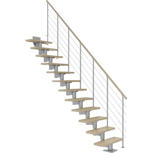 „DOLLE Mittelholmtreppe „“Cork““ Treppen AhornMetall Gr. gerade, grau (perlgrau) Treppen“