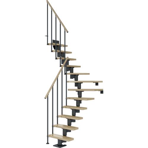 „DOLLE Mittelholmtreppe „“Dublin““ Treppen AhornMetall Gr. 1/4 gewendelt, grau (anthrazit) Treppen“