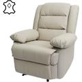 Poltrona relax reclinabile TV HWC-G15 regolabile vera pelle ecopelle avorio