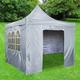 Grey Deluxe Commercial Gazebo with Zipped Removeable Sides - 3m x 3m - Waterproof PVC Coated