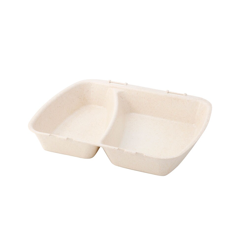 greenbox - Mehrweg-Menü-Behälter "Häppy Box" 24,5 x 20 x 4,5 cm, 2 Kammern, HP4/2, Cashew / creme-weiß, 15 St. Image