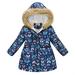 Floleo Girls Kids Outfits Toddler Baby Kid Girls Floral Thick Warm Parkas Hooded Windproof Coat Outwear