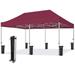 Eurmax 10 x20 Ez Pop Up Canopy Tent Commercial Instant Canopies with Heavy Duty Roller Bag Bonus 6 Sand Weights Bags (Maroon)