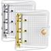 2 Sets Mini Transparent 3 Ring Binder Covers with Mini Binder Inner Paper Pockets Clear Soft PVC Notebook Closure Loose Leaf Folder Round Ring Binder Cover Protector with Snap Button (Gold Silver)