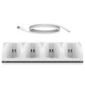 4 Port Charger Stand Dock Station for WII Game Console (White No Battery)
