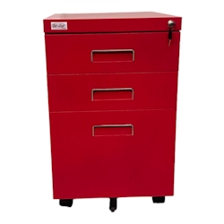 Jet-Line Rollcontainer Schubladenschrank Stahlschrank Bürocontainer Schrank mit Rollen Rollwagen Paul rot Container Image