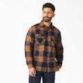 Dickies Men's Water Repellent Fleece-Lined Flannel Shirt Jacket - Brown Duck/navy Buffalo Plaid Size L (TJ210)