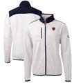 Men's Cutter & Buck White/Navy Chicago Bears Cascade Eco Sherpa Big Tall Fleece Full-Zip Throwback Jacket