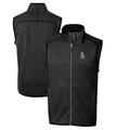 Men's Cutter & Buck Heather Charcoal Green Bay Packers Throwback Logo Mainsail Sweater-Knit Full-Zip Vest