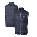 Men's Cutter & Buck Heather Navy New York Giants Throwback Logo Rainier PrimaLoft Eco Insulated Full-Zip Puffer Vest