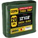 Core Tarps 12 ft. x 16 ft. 20 Mil Heavy Duty Polyethylene Tarp, Waterproof, Rip & Tear Proof Aluminum in Green | 1 H x 12 W x 16 D in | Wayfair