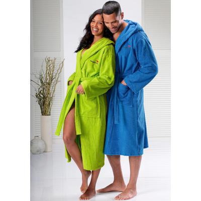 Unisex-Bademantel KANGAROOS "Cassidy, für Damen & Herren, Standardlänge & Überlänge" Gr. XL, grün, L:125cm in Gr. XL, Walkfrottee, Hausmäntel, mit Taschen, Männer und Frauen, Baumwolle, Reise, Hotel, Sauna, S-3XL Image