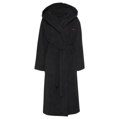 Unisex-Bademantel KANGAROOS "Cassidy, für Damen & Herren, Standardlänge & Überlänge" Gr. M, schwarz, L:120cm in Gr. M, Walkfrottee, Hausmäntel, mit Taschen, Männer und Frauen, Baumwolle, Reise, Hotel, Sauna, S-3XL Image