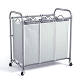 Rebrilliant 3 Bag Laundry Hamper Sorter Metal/Fabric in Gray | 31.3 H x 16.93 W x 14.17 D in | Wayfair 993862B31E66408DA34DA99201389271